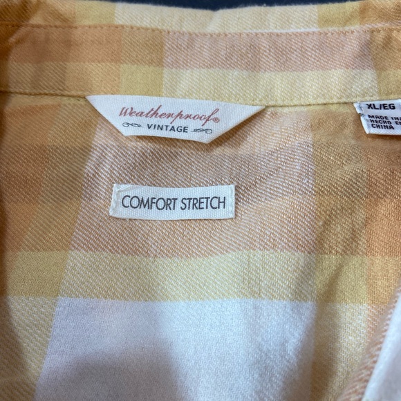 Weatherproof Women's Yellow Plaid Button Down Shirt - Picture 4 of 5